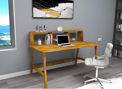 Stijlvolle houten tafel bruine werktafel designer bureaus kantoor meubels