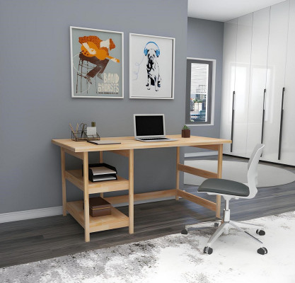 Moderne bruine tienerkamer tafel luxe houten tafel metaalframe