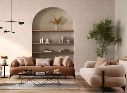 Wit-bruine bankstellen Designer beklede zitmeubelen Exclusieve banken