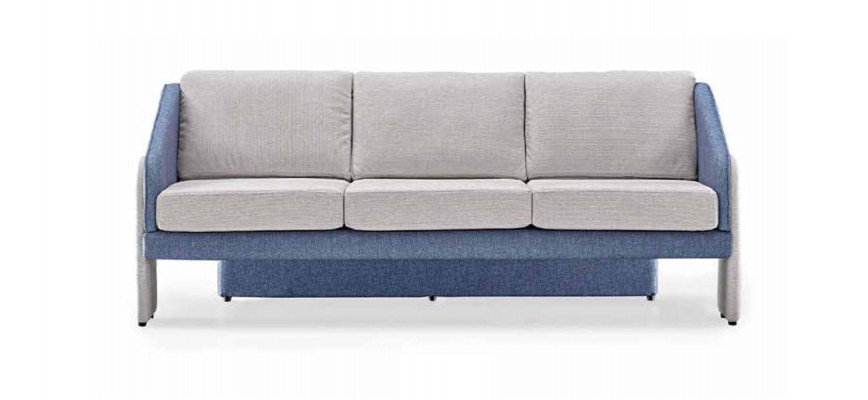 Grijs-blauwe driezitsbank moderne gestoffeerde banken designer woonkamer bank