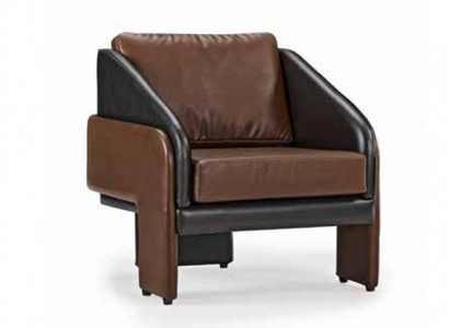 Bruin-Grijze Clubsstoel Luxe Loungestoel Relax Fauteuil Eenzitter Stoel
