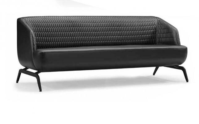 Zwart lederen designbank 3-zits bank woonkamer zitmeubel 3-zits