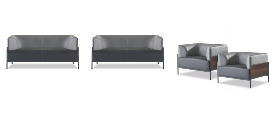 Ergonomische complete sofa-set 4-delig zwart designer bekleding moderne stijl