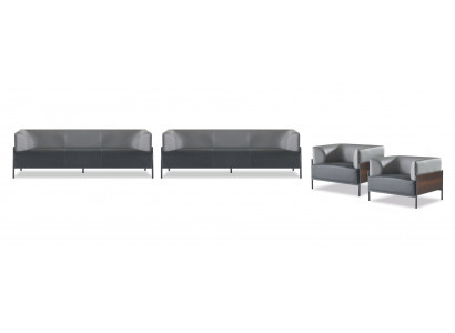 Exclusieve universele zithoeken 4-delig leer zwart modern designer