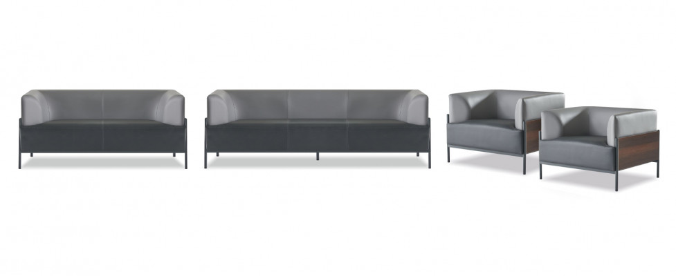Compleet optimaal lederen sofa's 4-delig comfortabele zitmeubelen zwart kleur