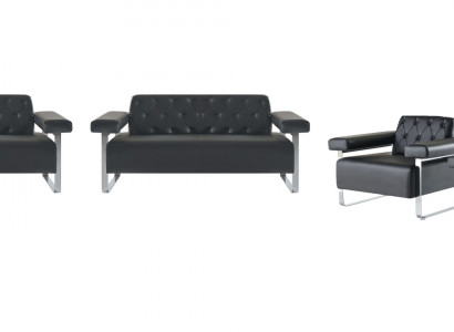 Chesterfield design banken set 4-delig 2-zits fauteuil leder stijlvol