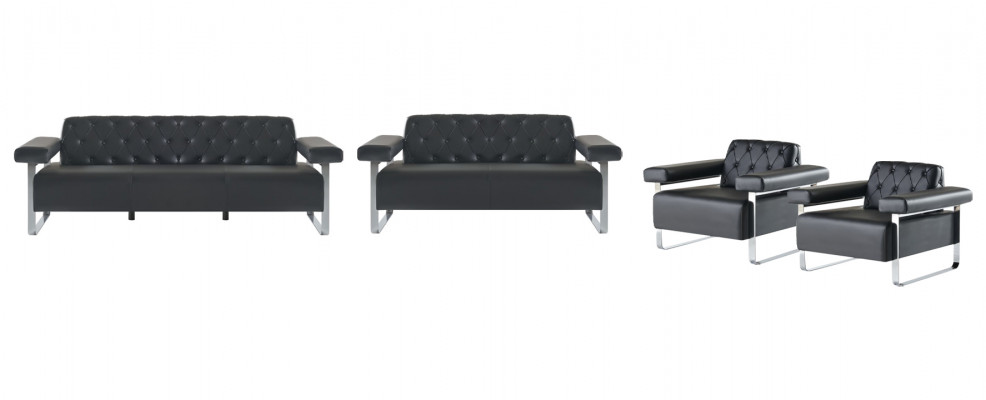 Schwarz modern design Chesterfield stijl kantoor 4-delige set zitmeubelen