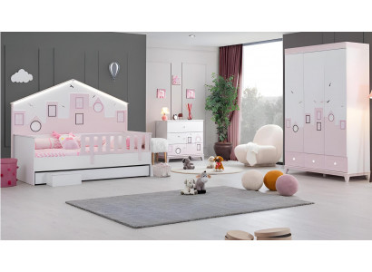 Bed Kinderbed Houten bed Functioneel bed Uittrekbaar Hout Meerkleurig Nieuw