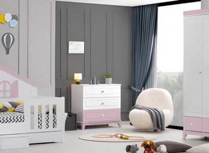 Kinderkamer set modern bestaat uit kinderbed, kast, commode, 3-delig nieuw