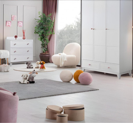 Modern kinderkamer set wit kledingkast luxe commode helder 2-delig nieuw