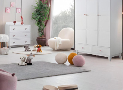 Modern kinderkamer set wit kledingkast luxe commode helder 2-delig nieuw