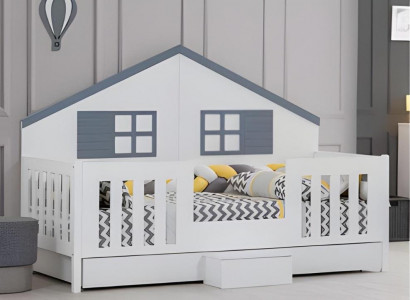 Slaapkamer houten bed meerkleurig eenpersoonsbed designer kinderkamer meubel nieuw