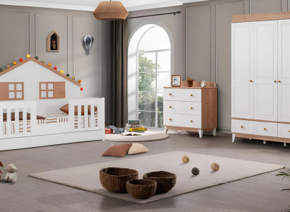 Modern compleet wit kinderledikantset ontwerp bed kast dressoir nieuw
