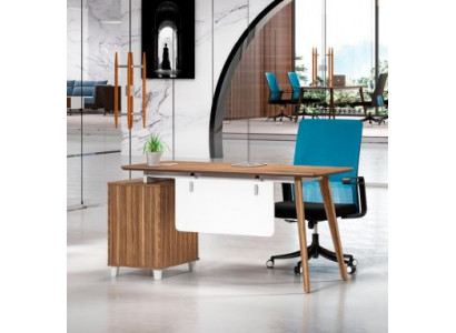 Bruin-wit bureau Luxueuze werkkamer meubels Elegante houten tafel