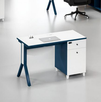 Wit-blauw bureau Ontwerper ladekast Luxe houten tafel