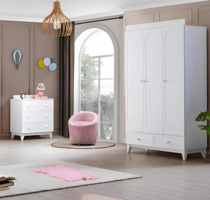 Moderne witte kinderkamer meubels luxe set kledingkast ladekast