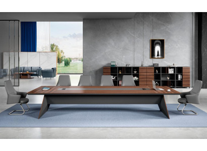Bruin-grijze vergadertafel Designer werkkamer meubels houten tafels
