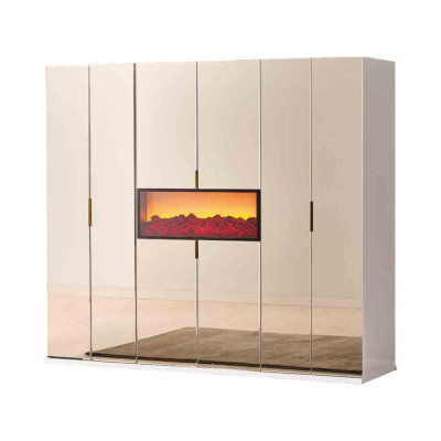 Beige slaapkamer kledingkast designer garderobe edele houten kasten