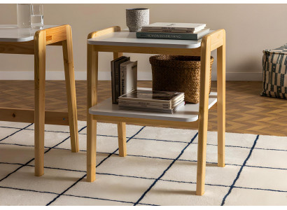 Beige-witte boekenkast designer woonkamer opbergmeubel houten frame