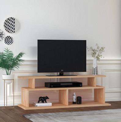 Stijlvolle Beige TV-meubel Woonkamer Dressoir Robuust Houten Rek
