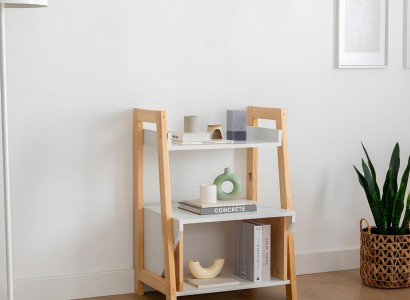 Beige-witte boekenkast plankenkast hoogwaardige houten bijzetkast