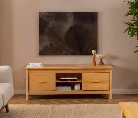 Stijlvolle beige tv-meubels met lades, designer houten dressoir laag kastje.