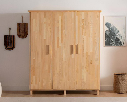 Beige Slaapkamer Elegante Kledingkast Designer 3-deurs Houten Kasten.