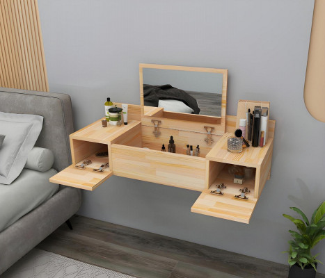 Moderne beige kaptafel met spiegel luxe console ladekast slaapkamer