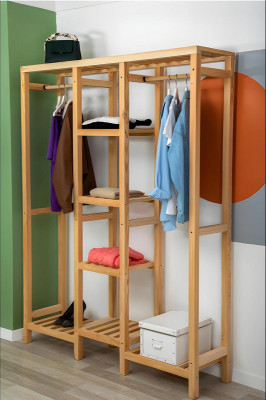 Moderne Garderobe Beige Regal Kast Kledingkast Meubels Garderobe Hout
