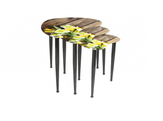 Complete salontafelset Designer woonkamer 3x ovale bijzettafel set
