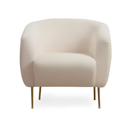 Witte gestoffeerde fauteuil woonkamer zitmeubel effen luxe fauteuil