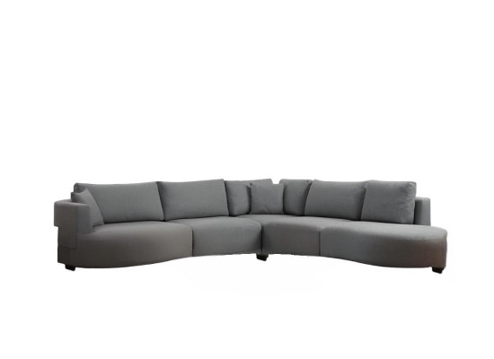 Moderne hoekbank grijze L-vorm woonkamer bank stoffering meubilair houten frame