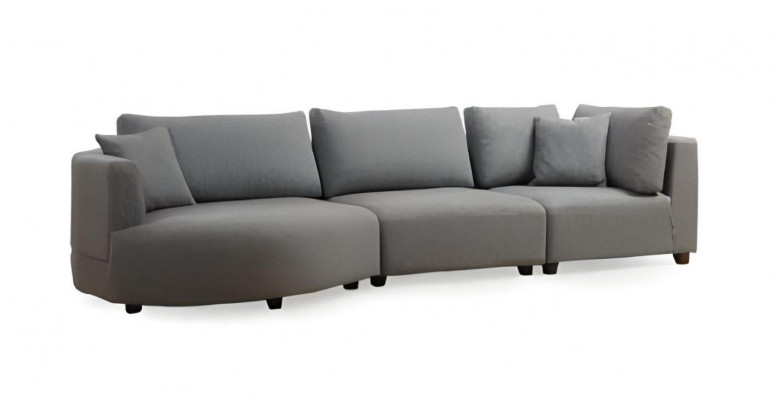 Moderne hoekbank grijze L-vorm woonkamer bank stoffering meubilair houten frame
