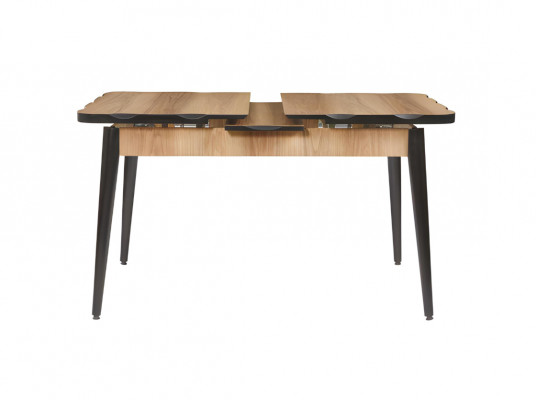 Zwart-bruine eettafel rechthoekige eetkamertafel houten tafelblad