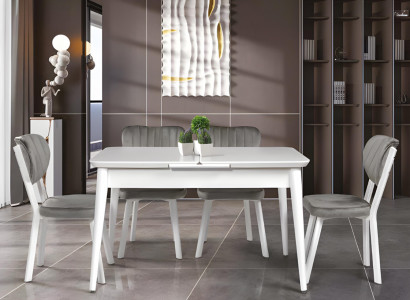 Compleet witte eettafel designer eetkamer meubel uitschuifbaar blad.