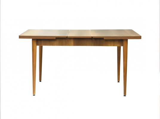 Robuuste houten tafel ontwerper lichtbruine eettafel met chique uittrekbaar blad.