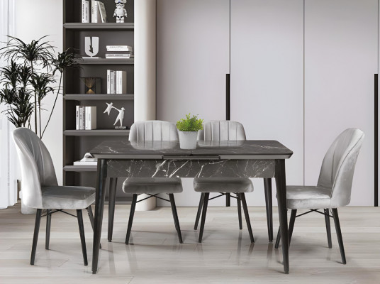 Elegante grijze eettafel designer luxe tafelblad moderne meubels