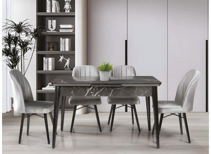 Elegante grijze eettafel designer luxe tafelblad moderne meubels