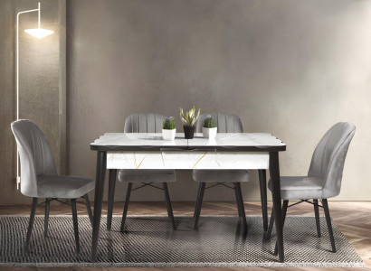 Zwart-witte eettafel luxe uitschuifbare elegante keukentafel