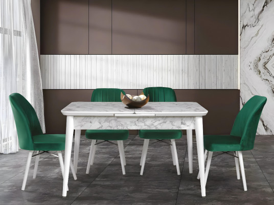 Robuuste witte keukentafel uitschuifbare tafel moduleerbare eettafel