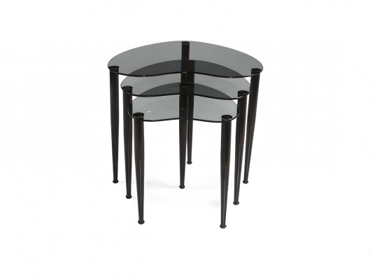 Elegant zwart salontafelset moderne woonkamer hardglazen tafels