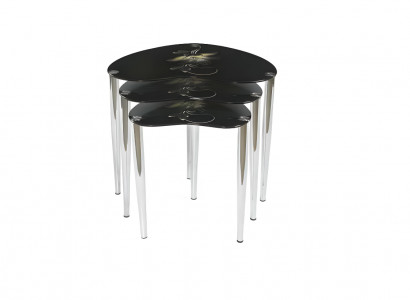 Salontafel set 3x Hardglas Hartvormige Tafel Woonkamer Elegante Koffietafels