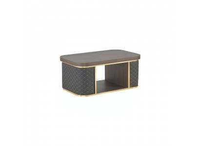 Salontafel Bruin Zwart Tweekleurig met Plank Modern Design Rechthoekig