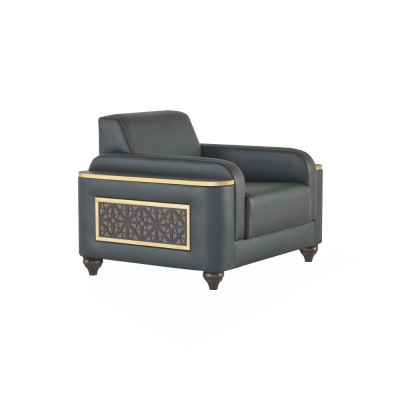 Zwart-grijze designer zitgroep 2x driezitsbank 2x fauteuil 4-delig set