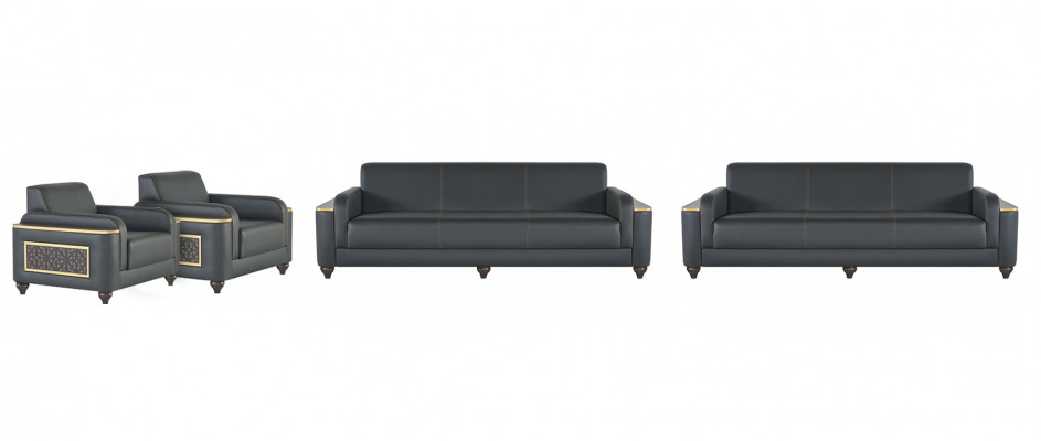 Zwart-grijze designer zitgroep 2x driezitsbank 2x fauteuil 4-delig set
