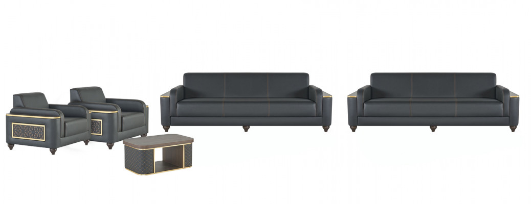 Zwarte woonkamer set design meubelen 3-zits 2x fauteuil 5-delig