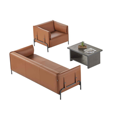 Zitmeubel 3-delig Bruin 3-zits Fauteuil Grijze Kleur Salontafel Werkruimte