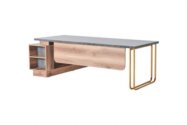 Bureautafel Bruin Grijs Tweekleurig Modern Design Werkkamer Rechthoekig