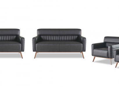 Bankstellen 4-dlg 2-zits banken fauteuil werkkamer set zwart effen