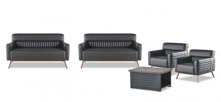 Bankstellen Werkkamer Set 5-delig Modern Design 2-zits Fauteuil Salontafel